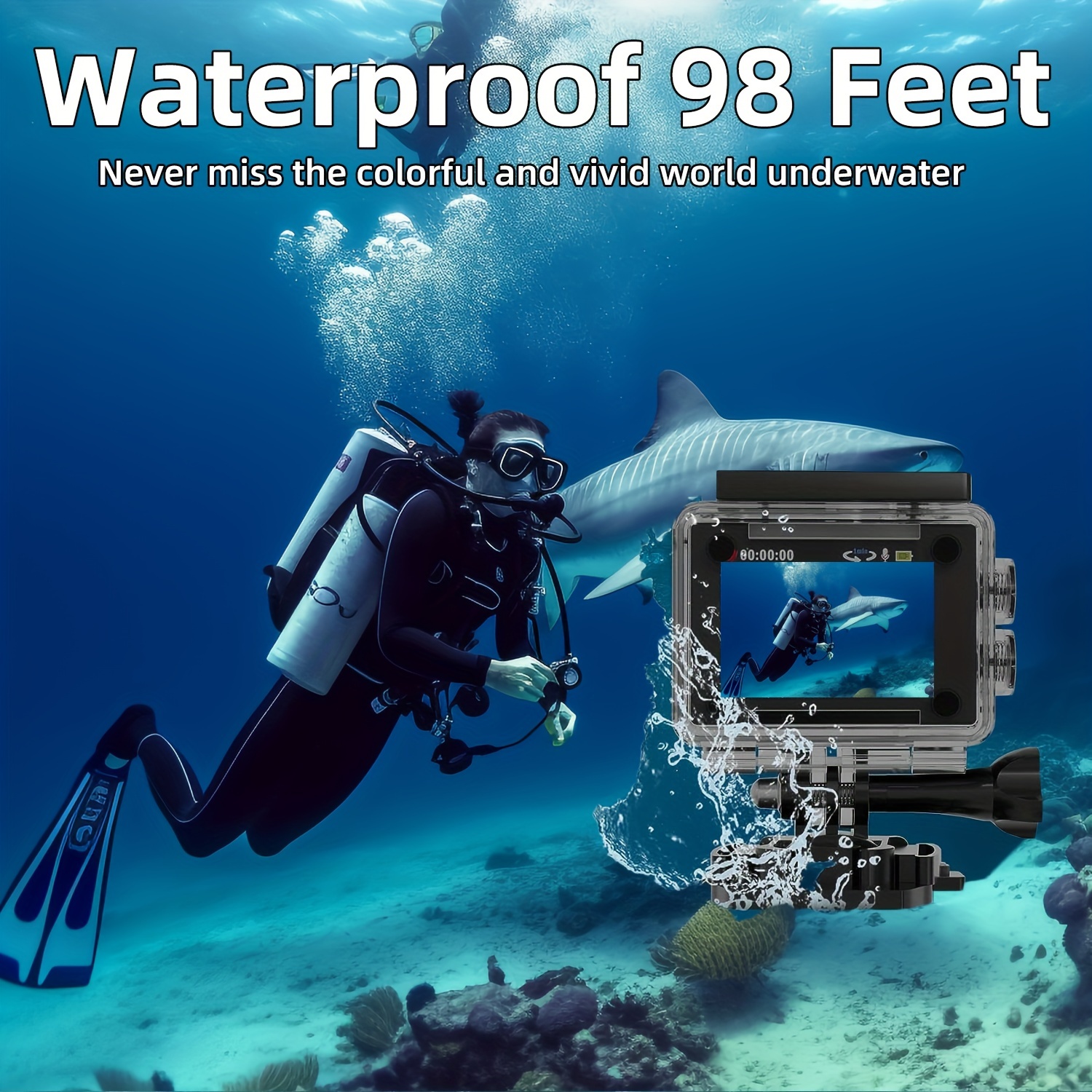 LUOSI Ultra HD Action Camera 4K 30fps, 1181.1inch Waterproof Camera, 170° Wide Angle Underwater Cameras With WiFi, Sports Camera