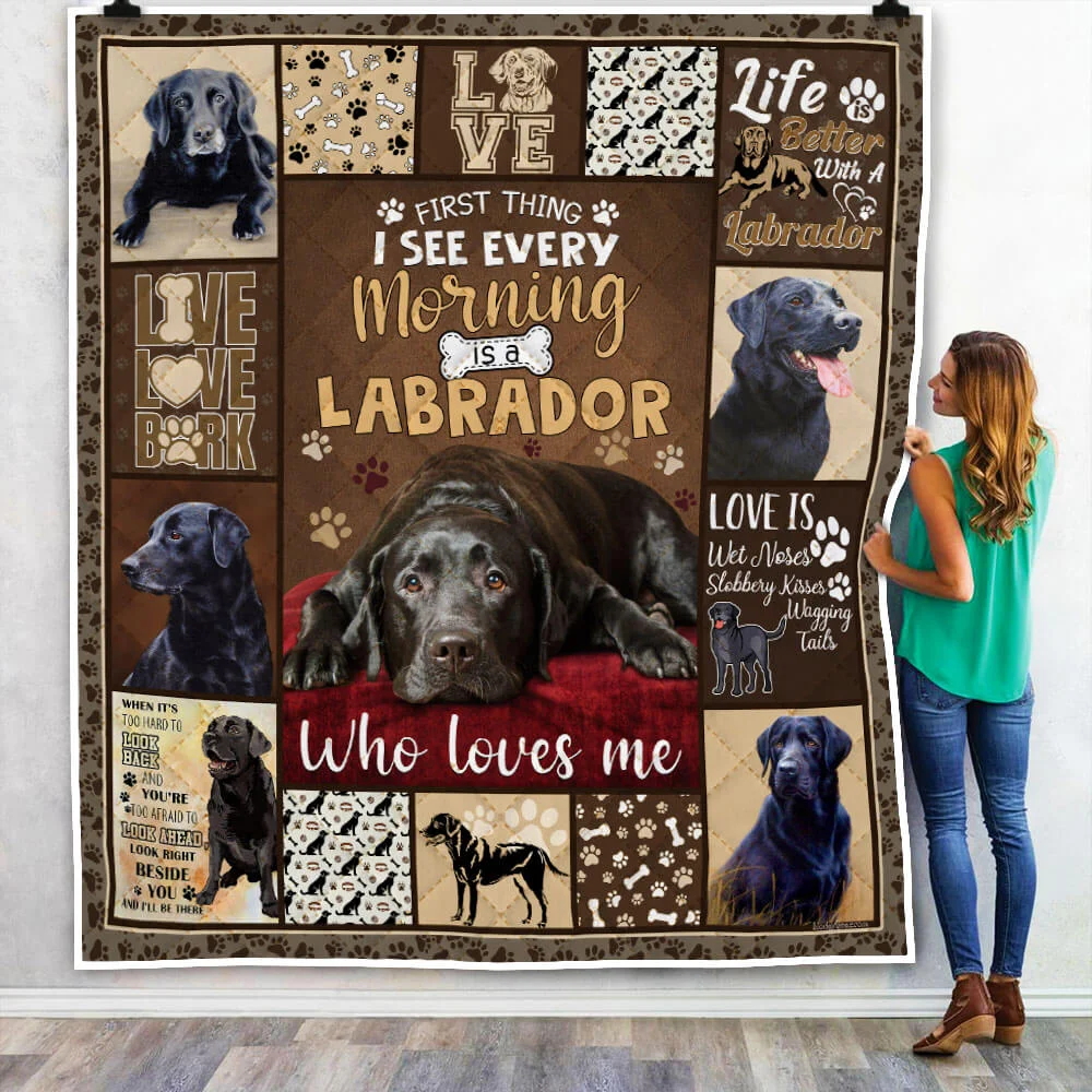 Black Labrador Retriever Quilt Blanket