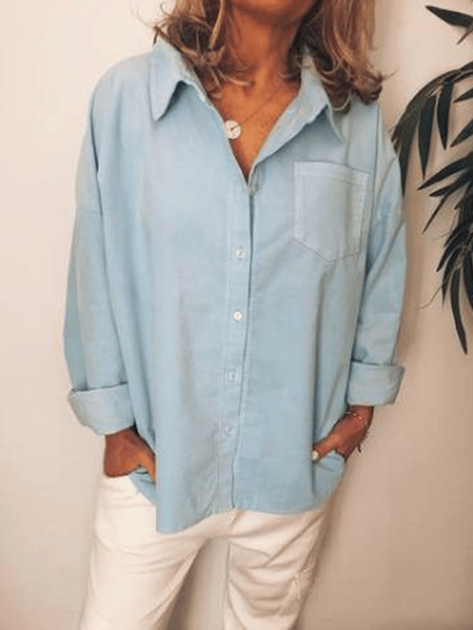 Women's Casual Pure Color Cotton Shirt