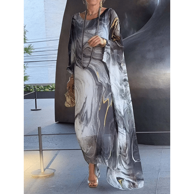 🔥Last day for 49% off🔥Elegant Chiffon Marbleized Print Dress