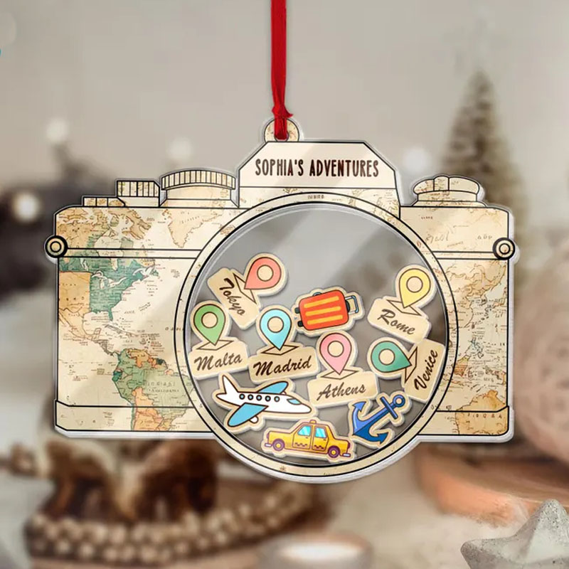 Personalized Travel Christmas Ornament