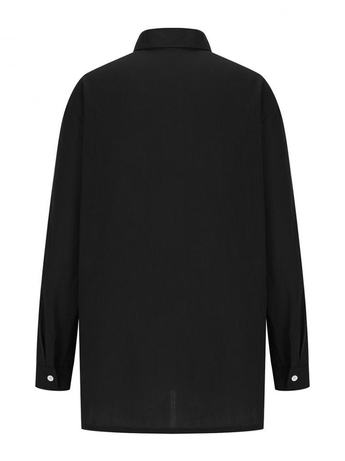 Ladies Lapel Long Sleeve Loose Design Button Casual Shirt