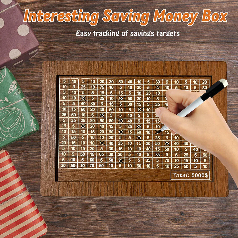 Retro style wooden piggy bank