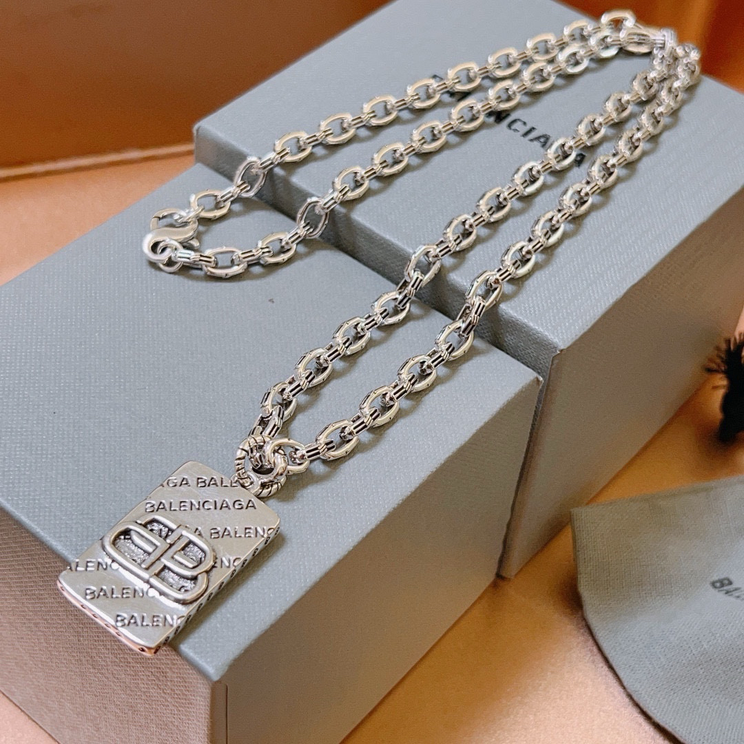 Balenciaga BB Square Chain Vintage Necklace