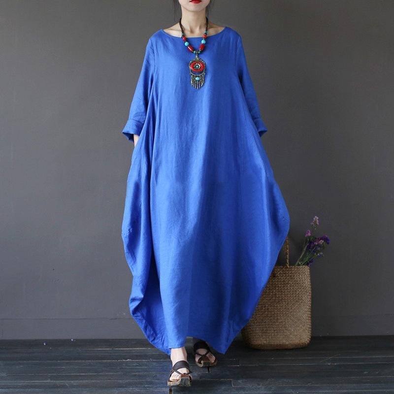 Casual Loose Plus Size Cotton And Linen Long Dress