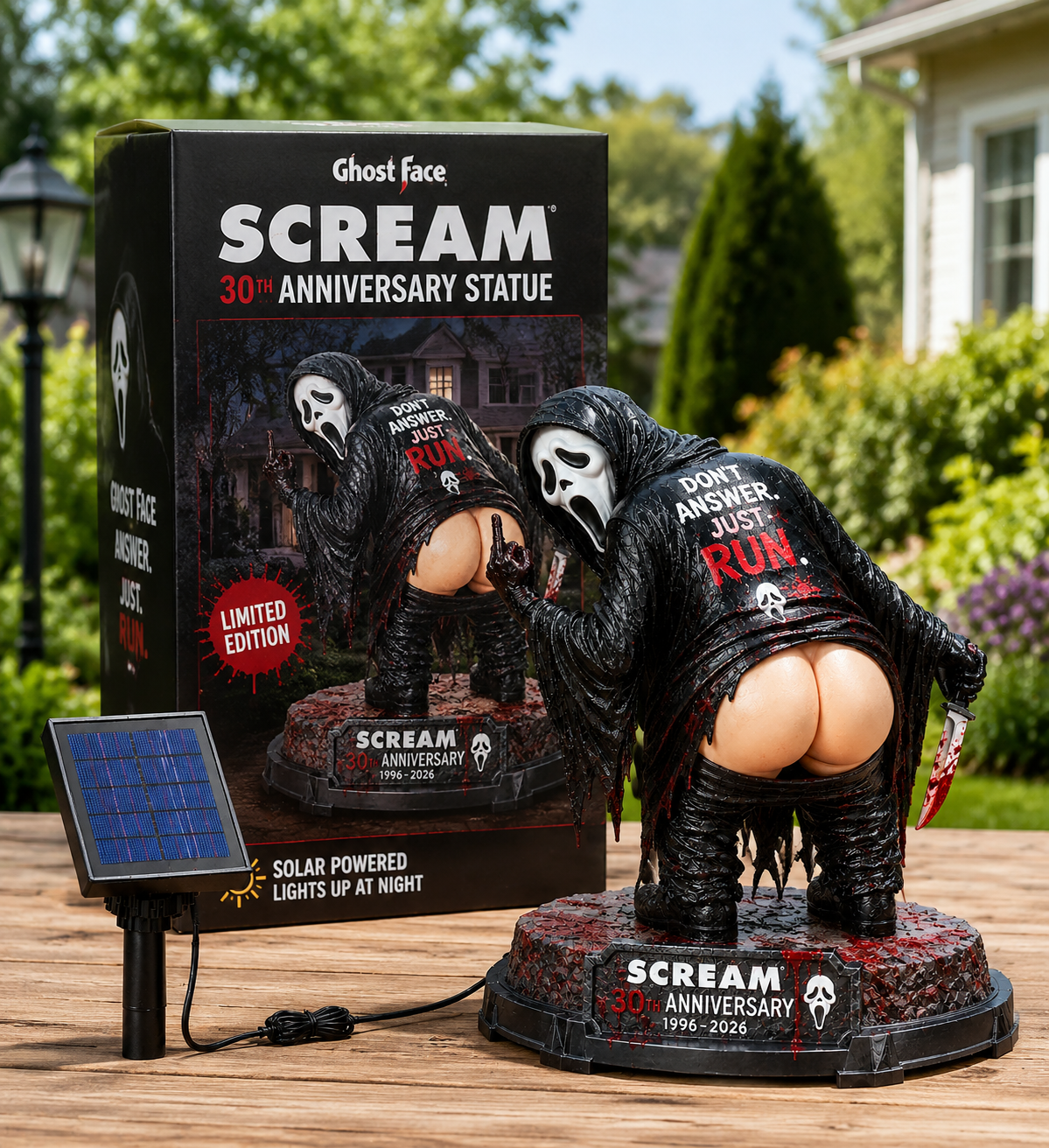 Solar-Powered SCREAM Guardian Statue