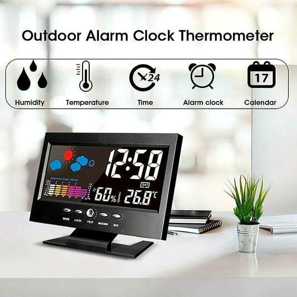 (🎁2025 Hot Sale🎁)Digital LED Temperature Humidity Monitor Weather Forecast LED Table Alarm Clock