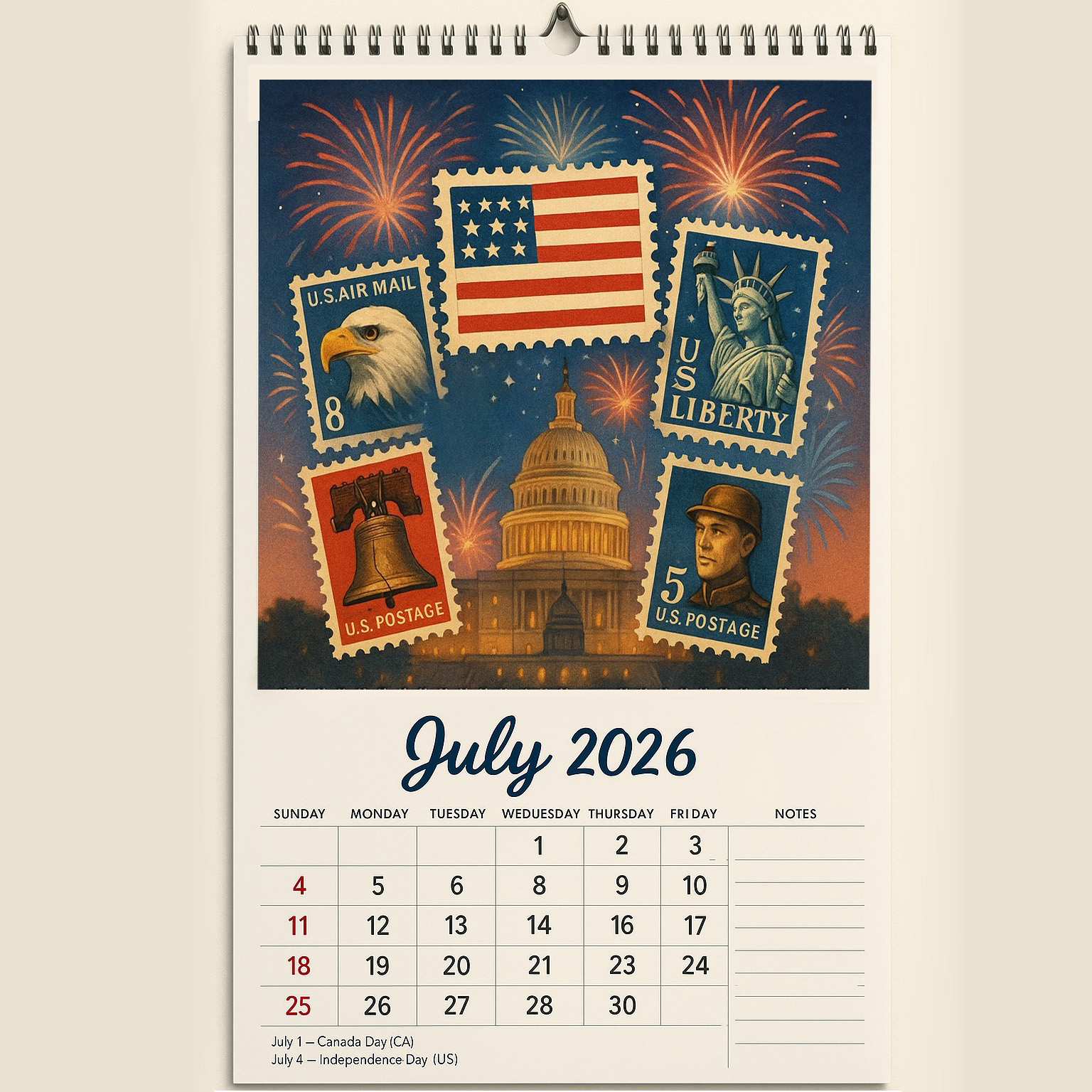 USPS 250th Anniversary 2026 Calendar
