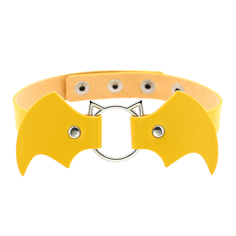 Bat Wings Vampire Kitty Leather Collar