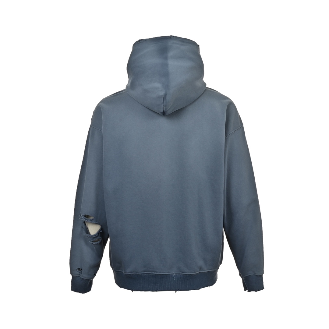 Balenciaga 24Fw Iron Tower Inkjet Graffiti Washed Distressed Hooded Sweatshirt