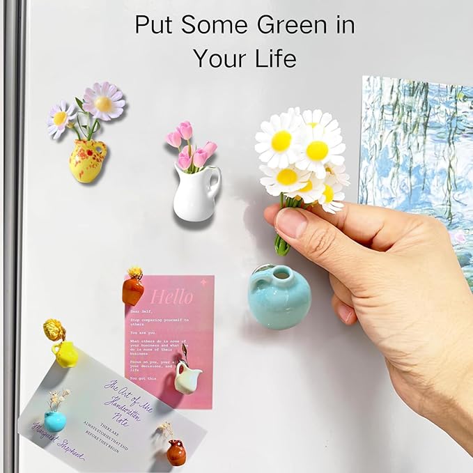 🍁🍁Cute ceramic vase magnetic refrigerator magnet