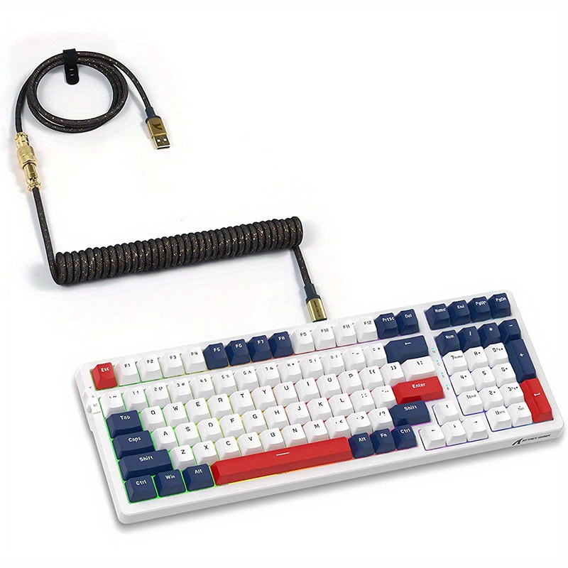 Yacht Blue K98 96% Wireless Mechanical Keyboard - Tri-Mode BT5.0/2.4G/USB-C 100 Keys, Hot-Swappable RGB & Coiled Cable for MAC, Windows & Android