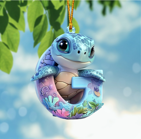 Cute Turtle Letter Shaped Ornament