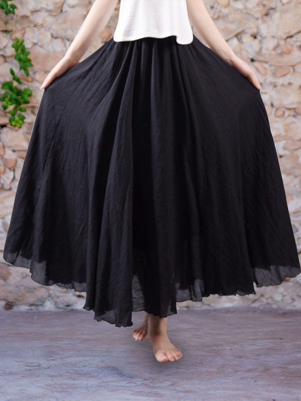 Comfy Cotton & Linen Flowy Wide Skirt
