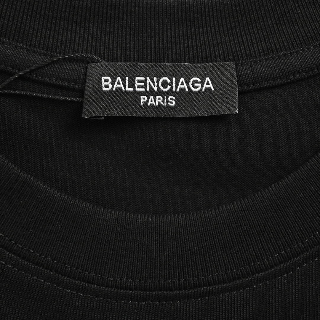 Balenciaga 24ss mottled distressed letter logo short sleeves