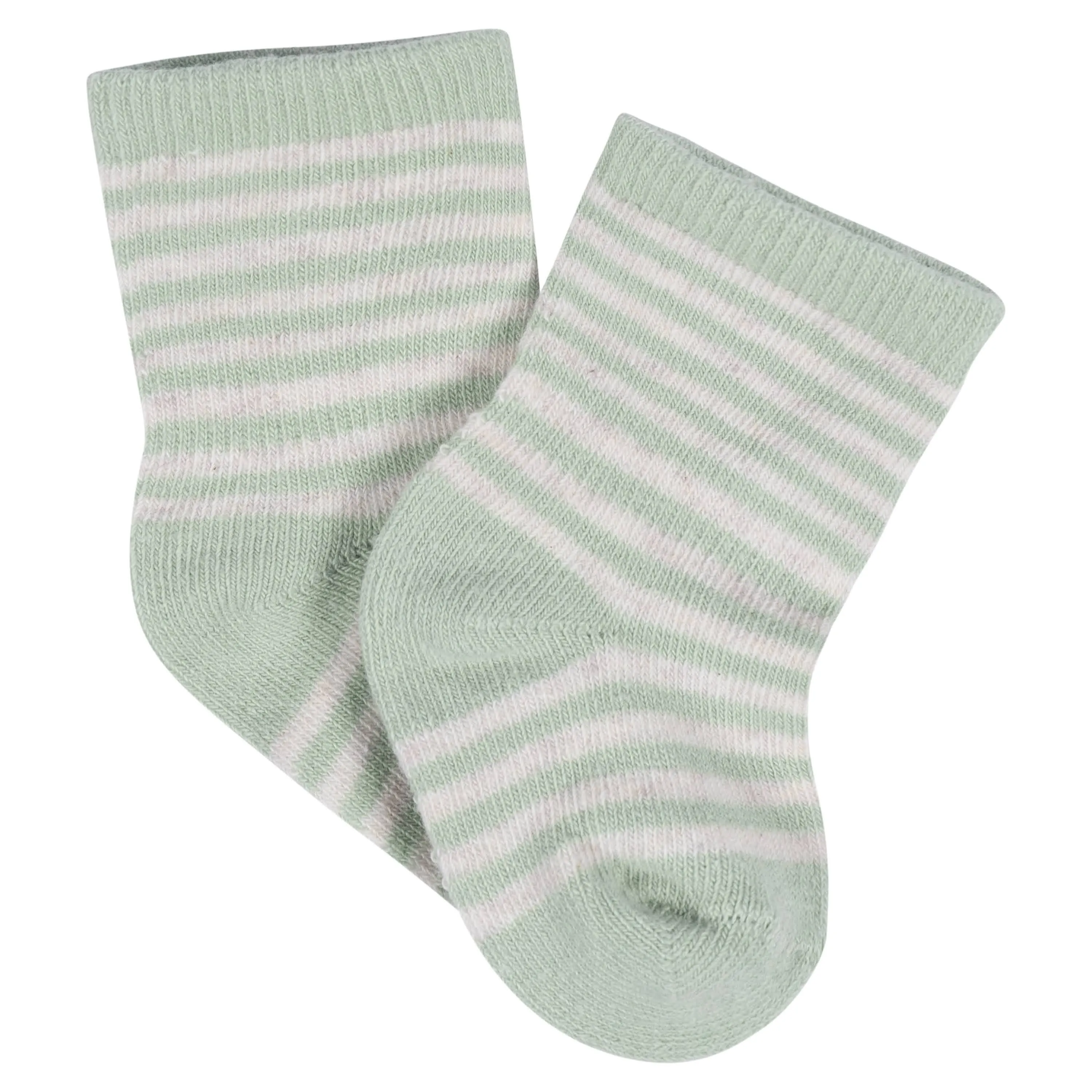 8-Pack Baby Girls Golden Floral Jersey Wiggle Proof Socks