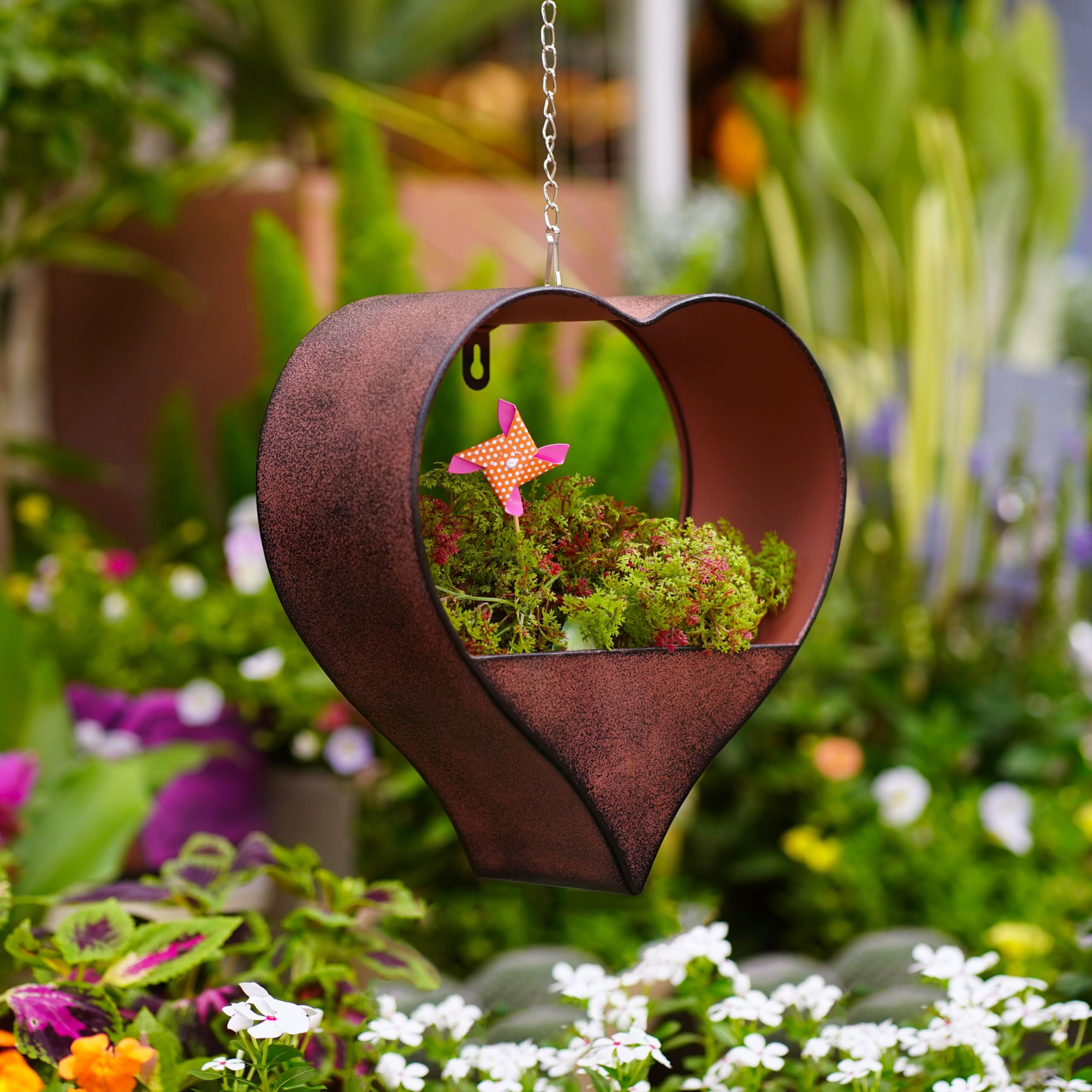 Metal Heart Shaped Hanging Planters for Indoor & Outdoor Plants