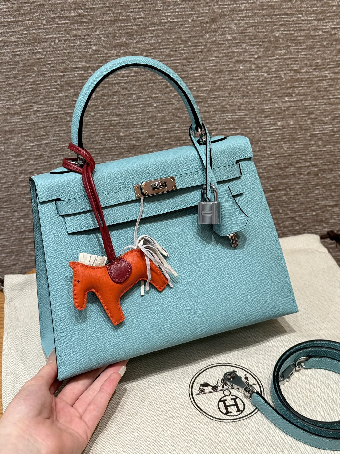 Hermes Kelly 3P Blue atoll handbag (handmade to order)