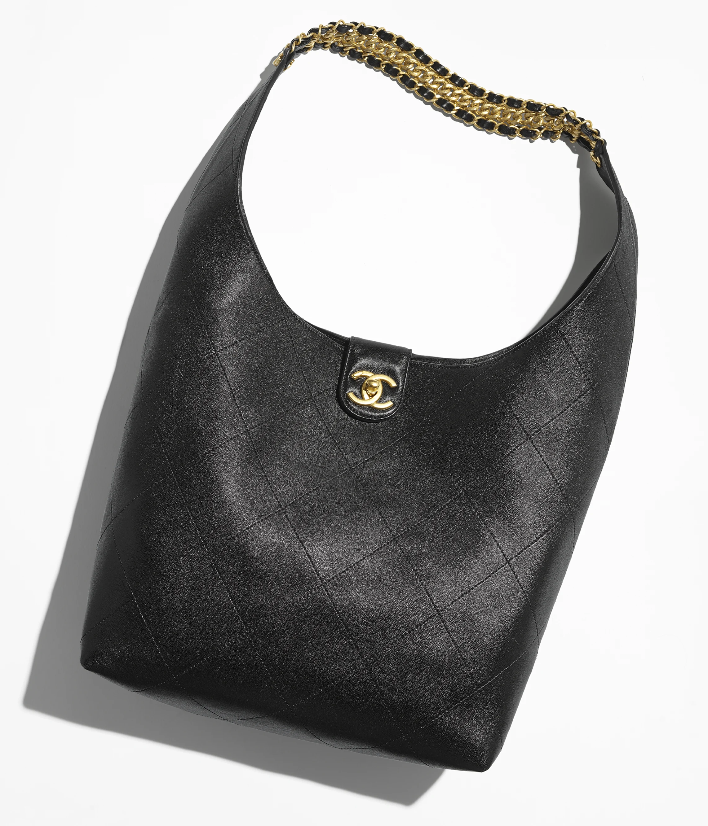Chanel Large Hobo Bag Shiny Lambskin & Gold-Tone Metal Black AS5410-B19776-94305