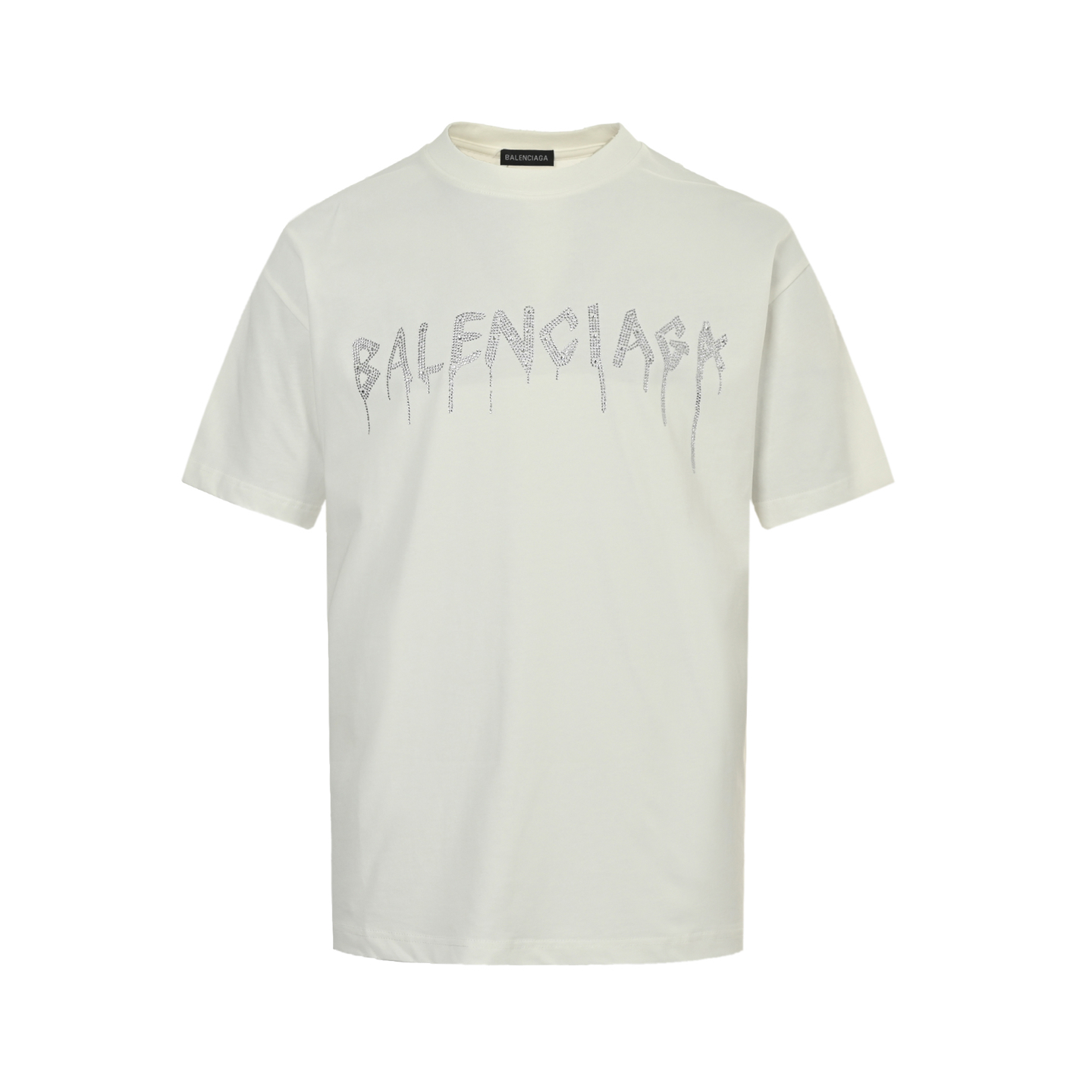 Balenciaga 25ss Dissolved Double B Letters Rhinestone Short Sleeve