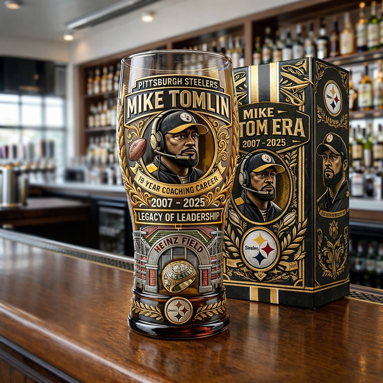 Mike Tomlin 19-Season Farewell Commemorative Whiskey Glass