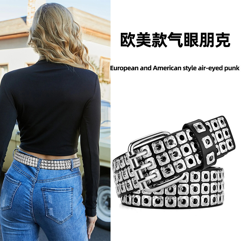 n style punk style personality belt lady, fashion pin buckle belt female tie-in, rivet pin  Pu belt buckle