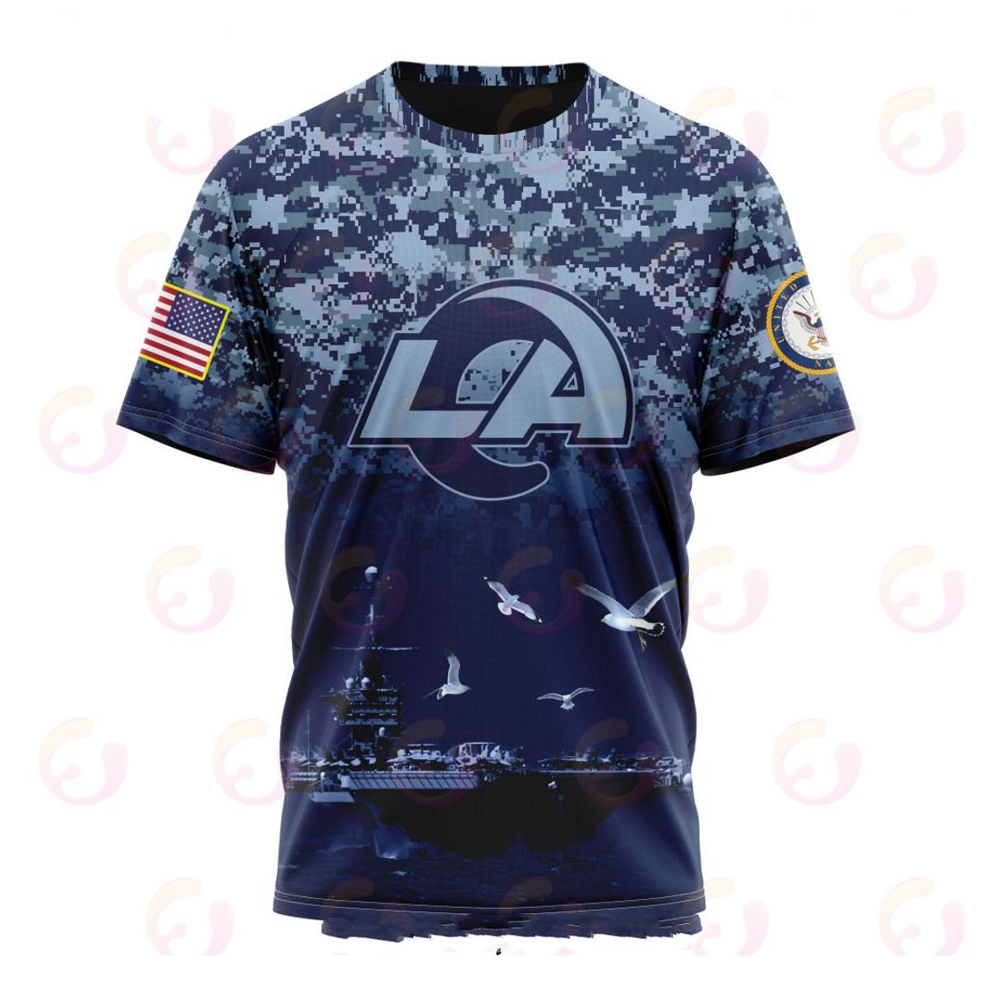 LOS ANGELES RAMS 3D HOODIE HONOR US NAVY VETERANS
