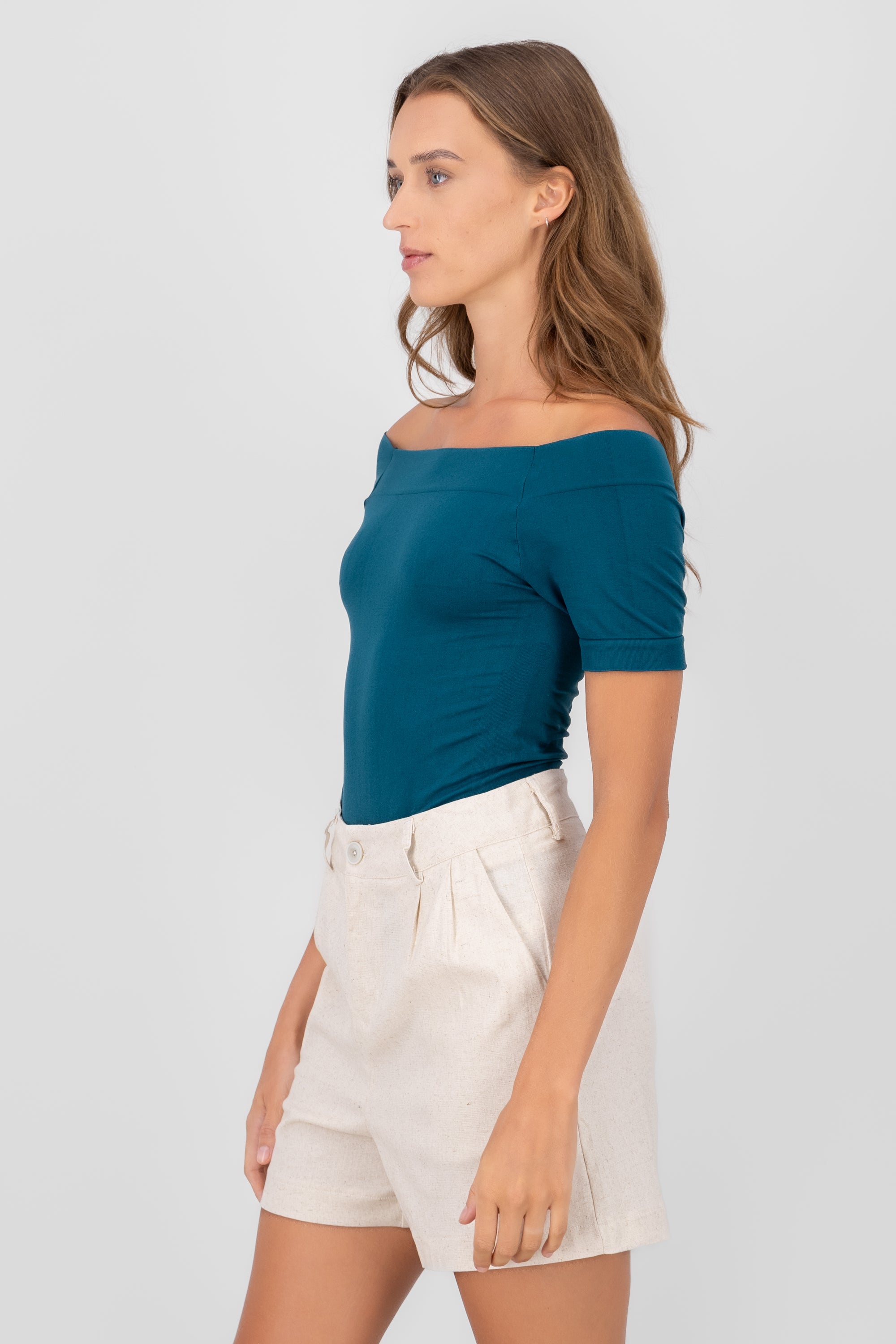 Seamless Bare Shoulder Plain Bodysuit