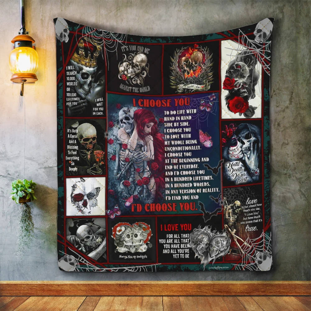 I Choose You Skull Love Quilt Blanket