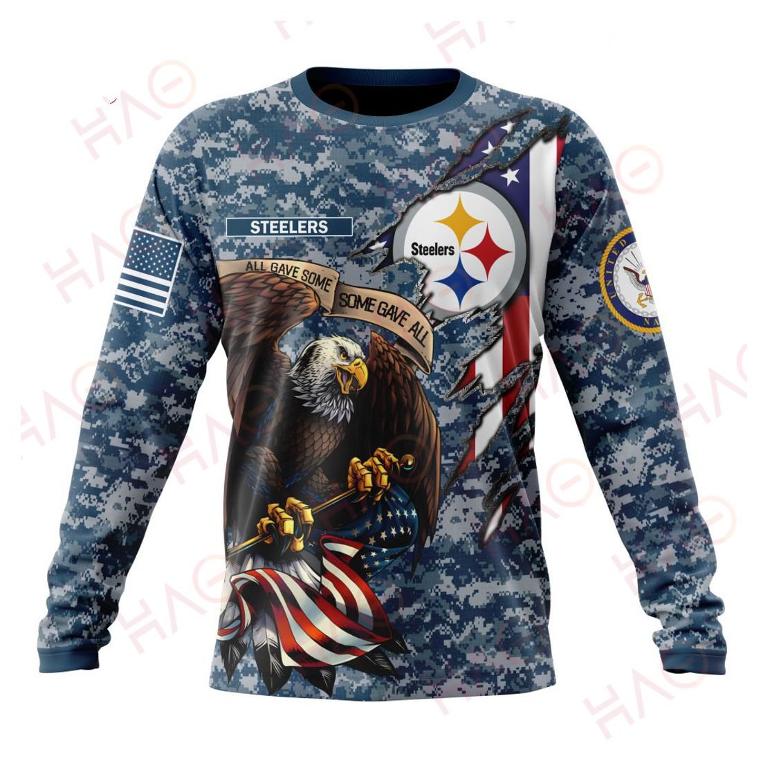 PITTSBURGH STEELERS 3D HOODIE US NAVY VETERANS