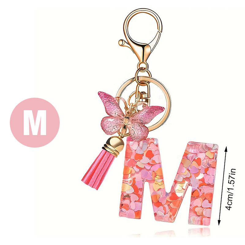 ✨✨Heart sequin butterfly letter tassel keychain(Choose your own name keychain)