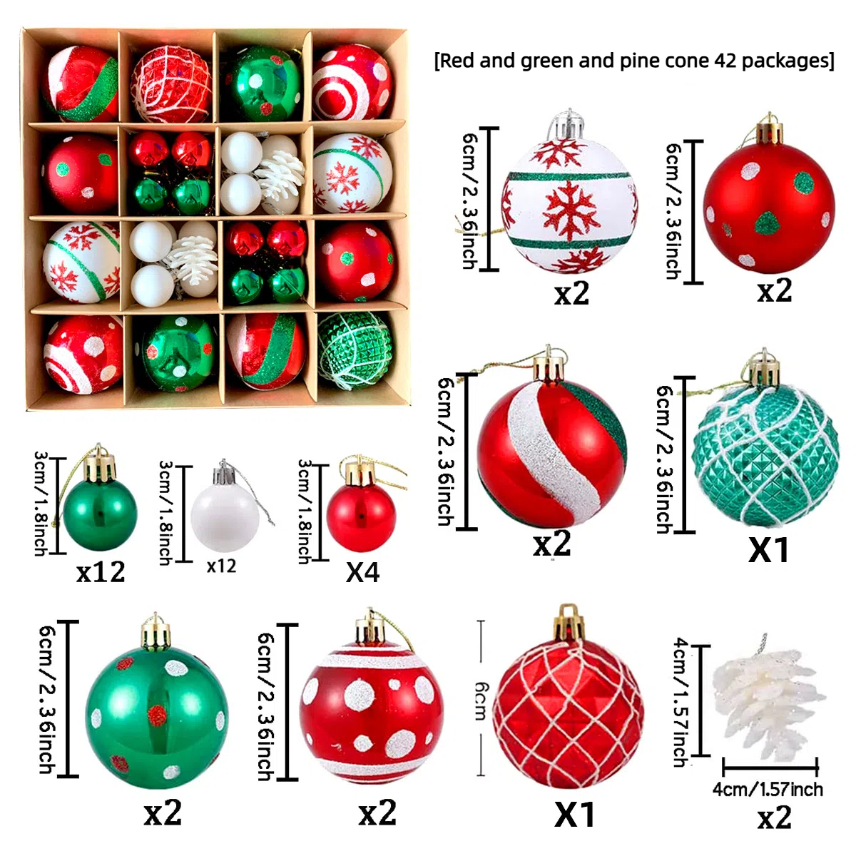 🌲🌲(40-44)Piece Deluxe Shatterproof Christmas Ball Ornaments Set