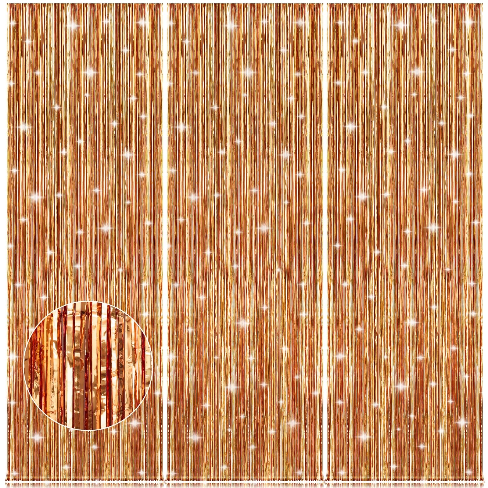 Party Streamers 3 Pack Metallic Tinsel Foil Fringe Curtains 3.2ft x 8.2ft Party Decorations