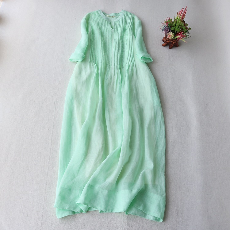 Elegant Accordion Pleated Loose Short Sleeve Midi Dress