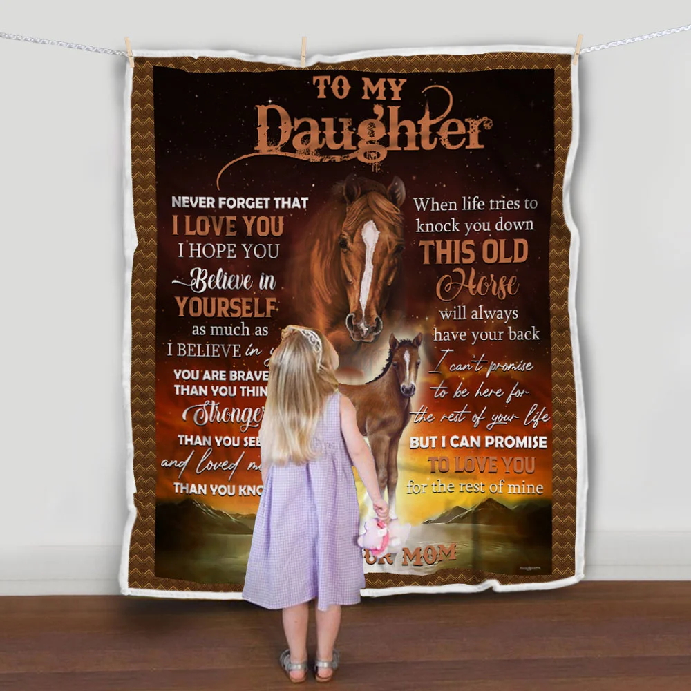Mom To Daughter, This Old Horse Will Always Have Your Back Sofa Throw Blanket