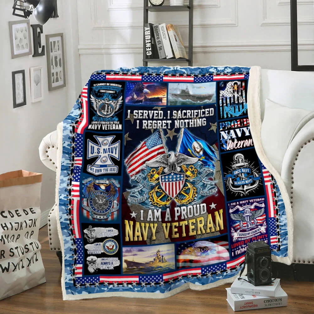 U.S. Navy I Am A Proud Navy Veteran Sofa Throw Blanket