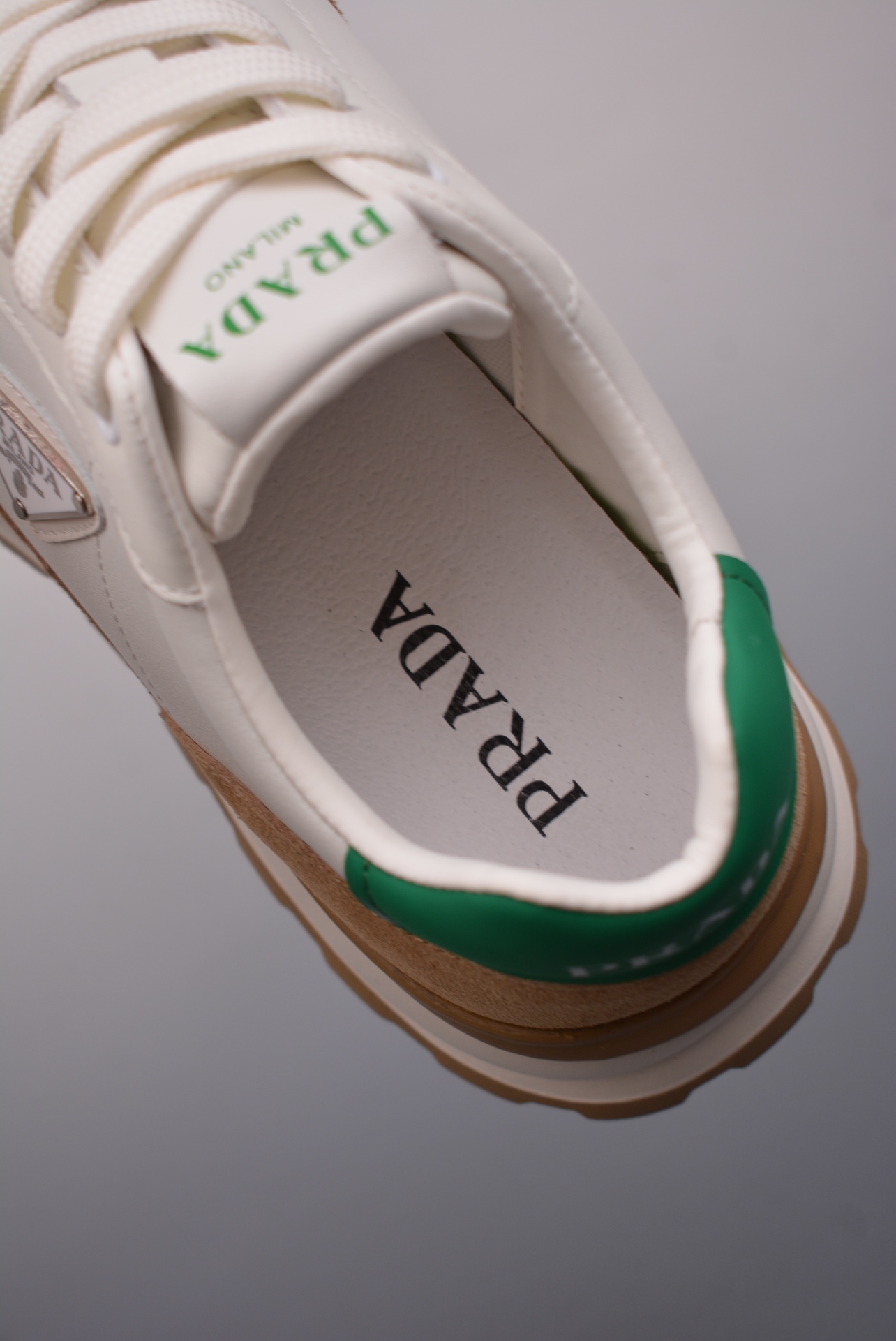 Prada PRAX 01 Triangle Logo Leather Sneakers Khaki Green 3D955M_3LF5_FG000