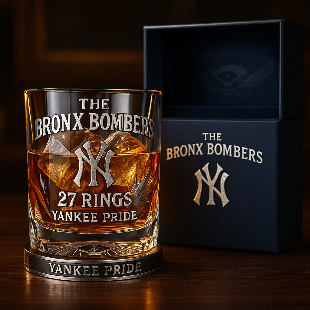 New York Yankees Bronx Bombers Whiskey Glass