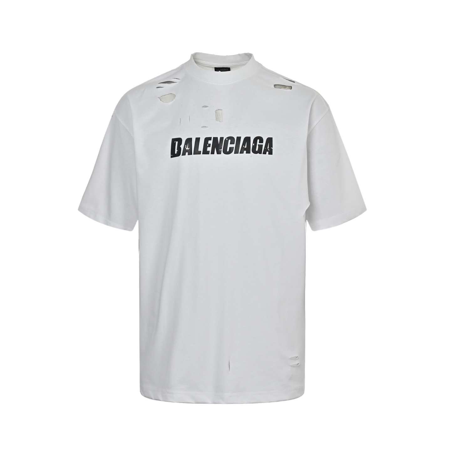 Balenciaga cracked letter print ripped short sleeves