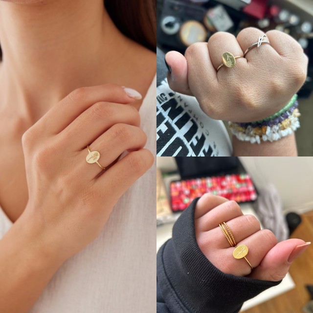 Tiny Birth Flower Ring✼Love Gift 