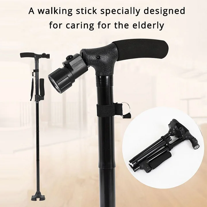 (🔥Last Day Promotion-SAVE 50% OFF)-Aluminum Alloy With LED Light Non-Slip Height Adjustable Foldable Walking Stick-BUY 2 GET 10% OFF & FREE SHIPPING