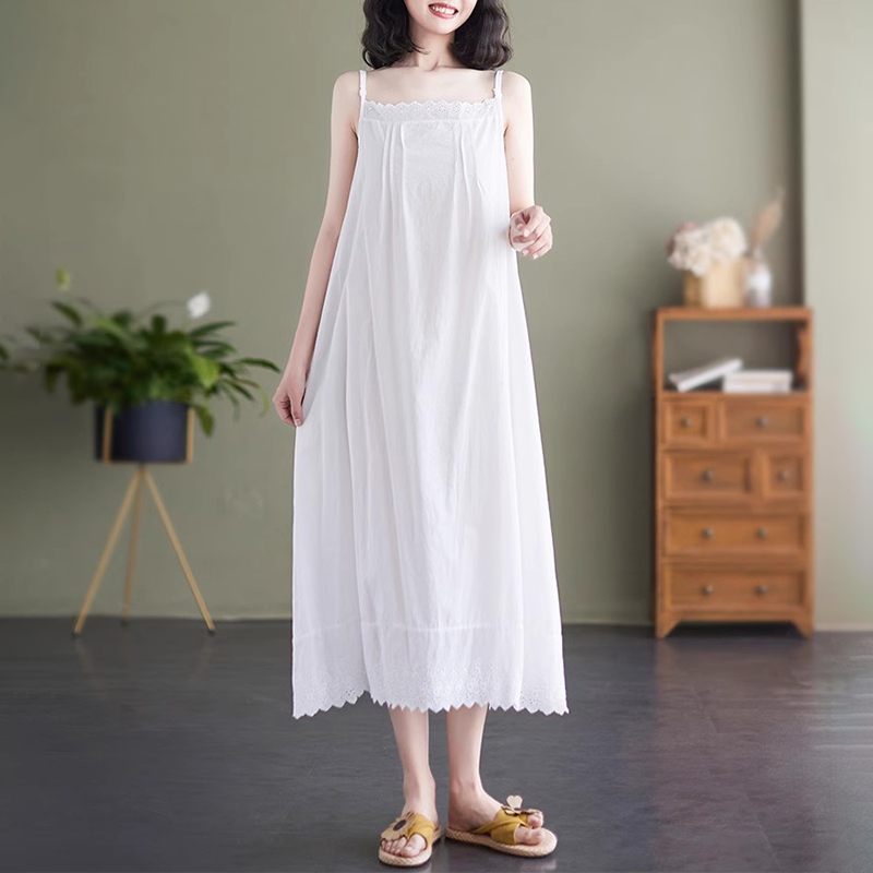 Pleat Lace Sleeveless Comfy Midi Dress