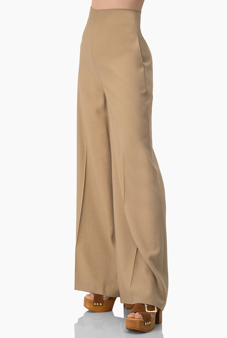 Pantalon amplio liso cafe