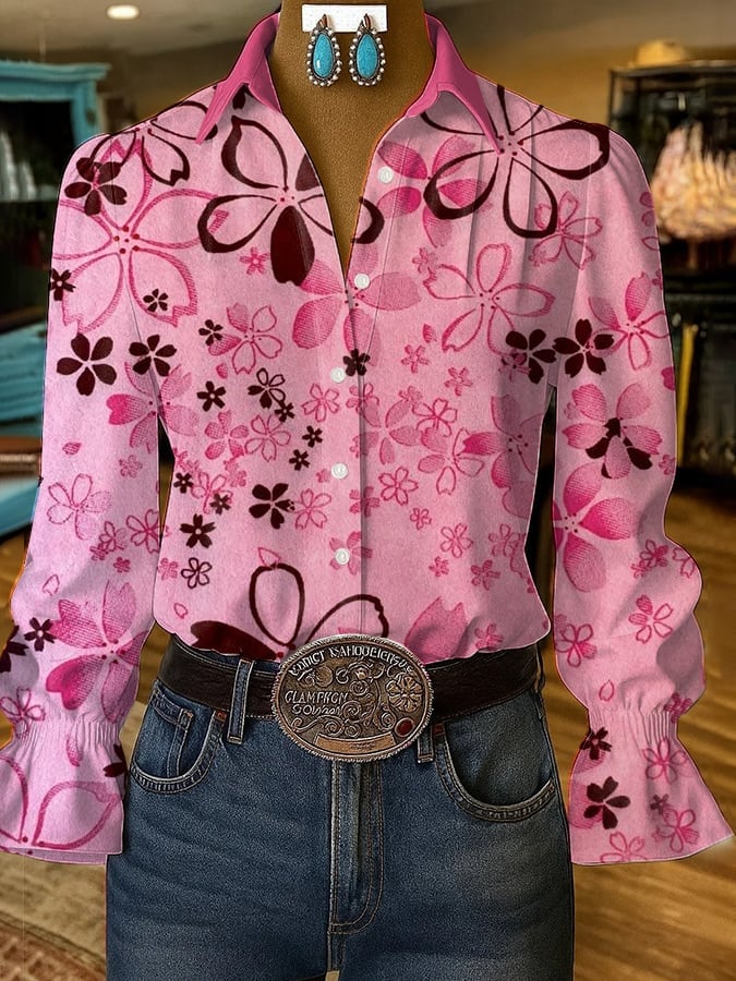 Women's casual western style pattern shirt