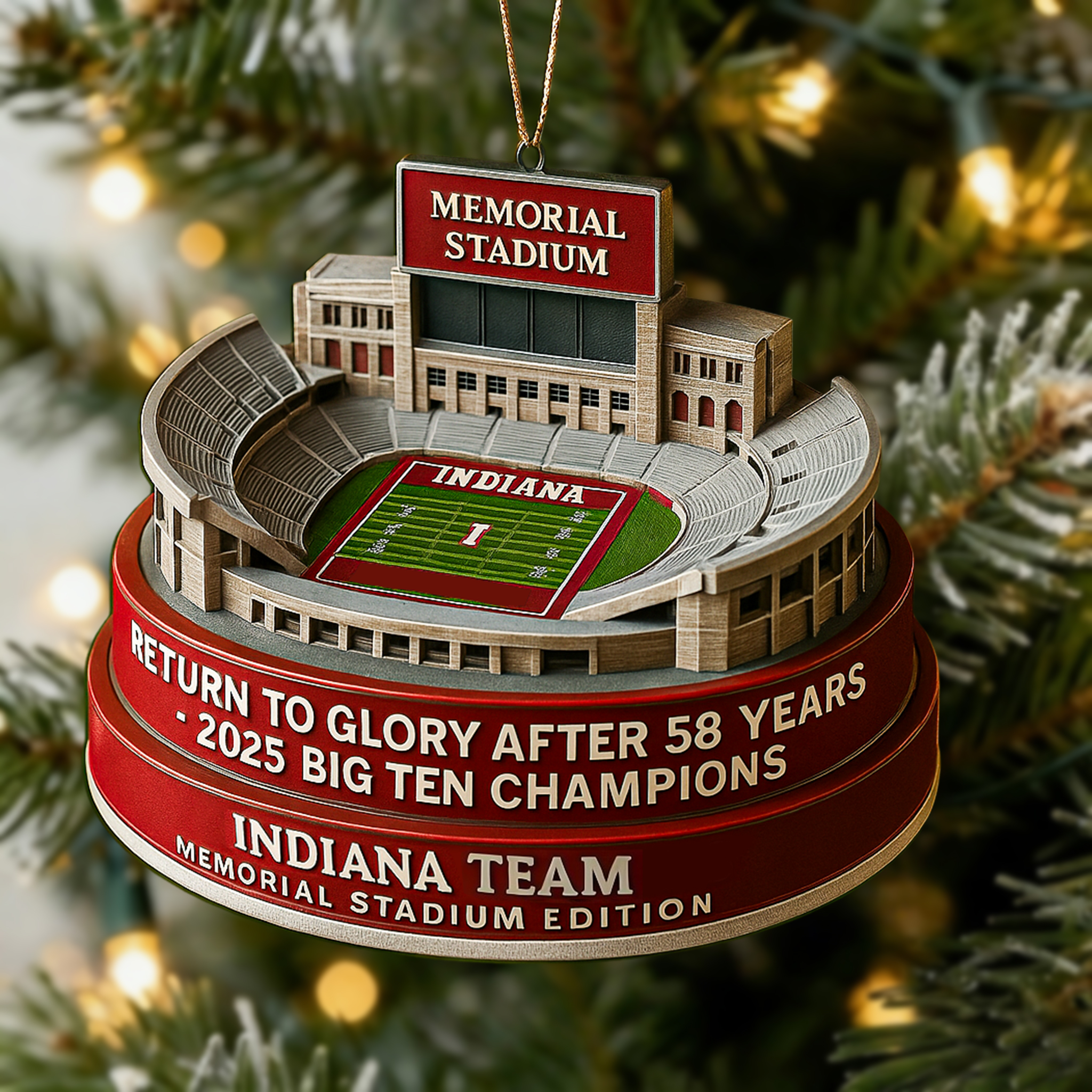 Indiana 2025 Big Ten Champions Memorial Stadium Ornament