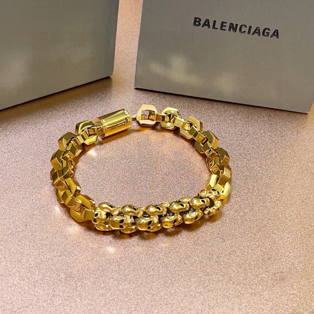 Balenciaga skull chain gold bracelet