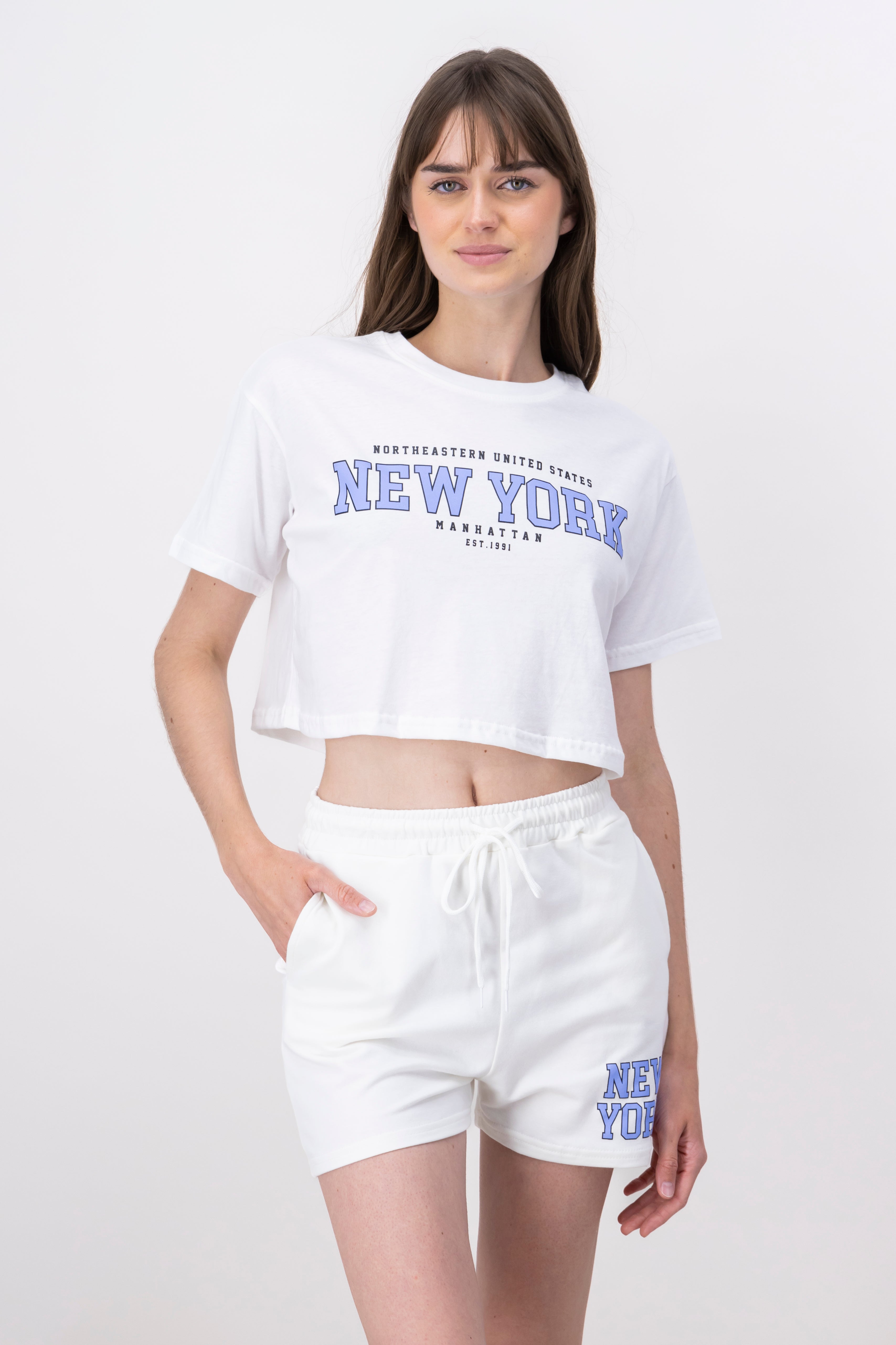 New York print crop top