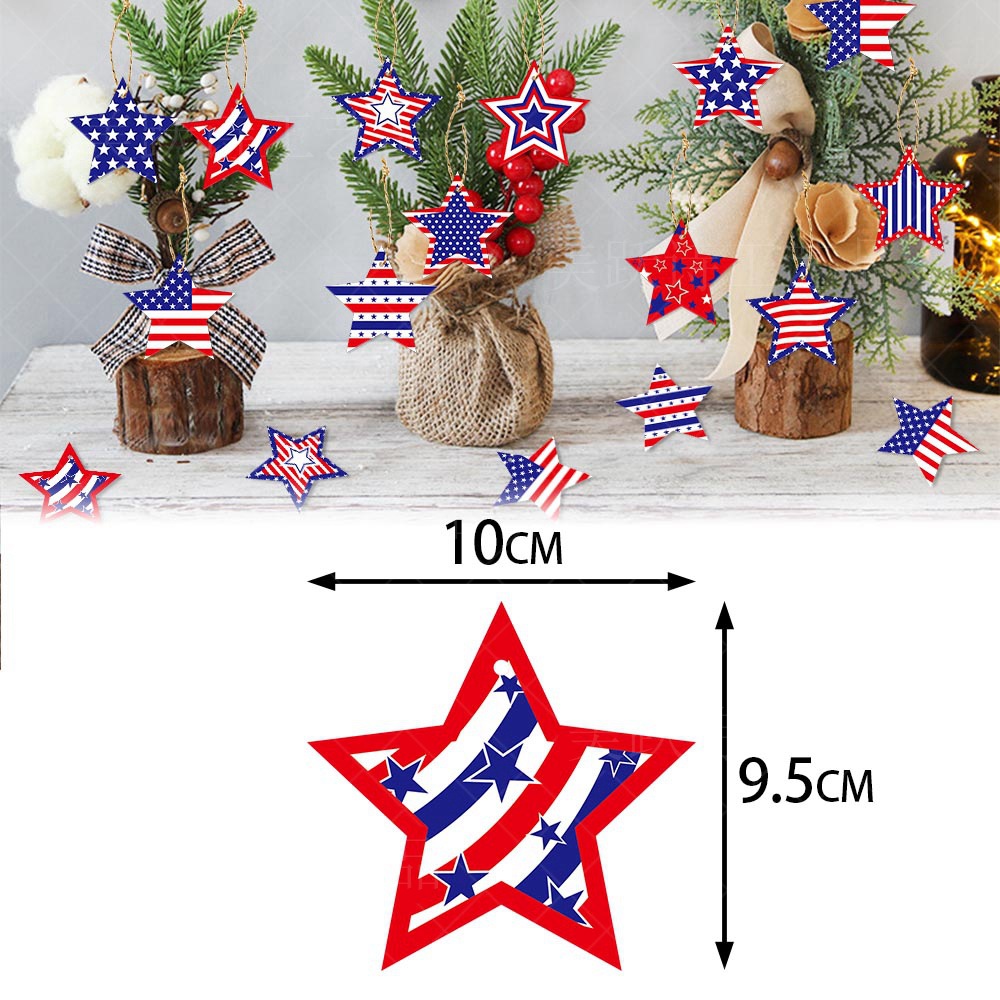 🔥[SAVE 50% OFF]--Independence Day Patriotic Decor-Handmade Double-sided printing Wooden Ornaments with the equipped rope