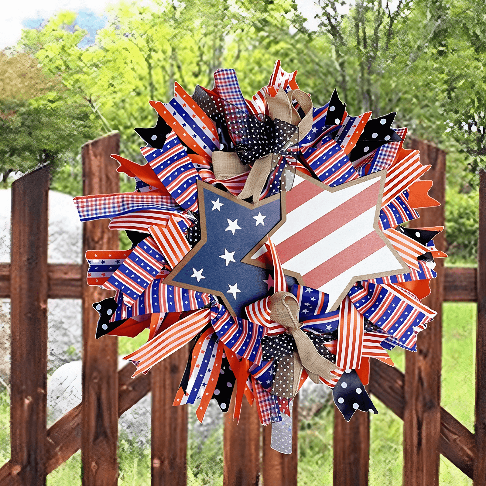 🔥[SAVE 50% OFF]--20 Inch/50cm Handmade American Patriotic Star Wreath -BUY 2 FREE SHIPPING