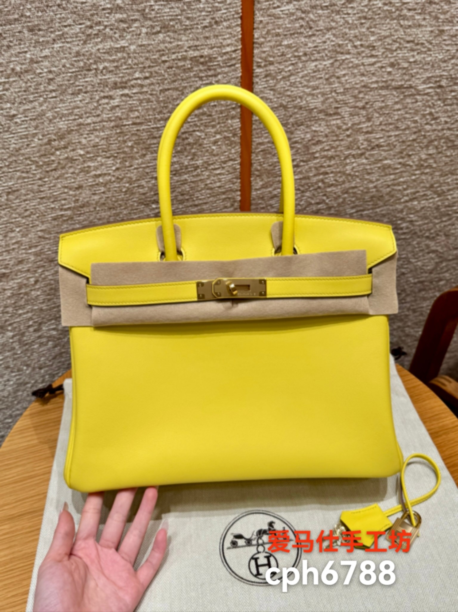 Hermès Birkin 9RLime Handbag (Handmade to order)